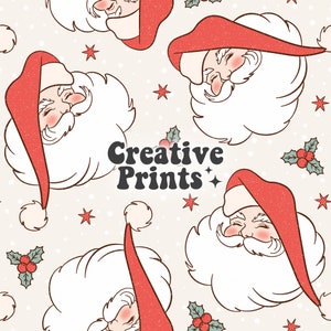 Classic Santa Seamless Pattern, Christmas Seamless file, Vintage Santa Digital Pattern, Christmas Seamless Pattern for commercial use