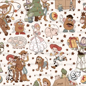 Story Friends Seamless Pattern, Christmas Toys Seamless file for fabric printing