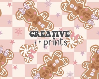Christmas Mouse Gingerbread Cookies Seamless Pattern, Christmas Mouse Snacks Repeat Pattern, Seamless Pattern for Fabric Sublimation