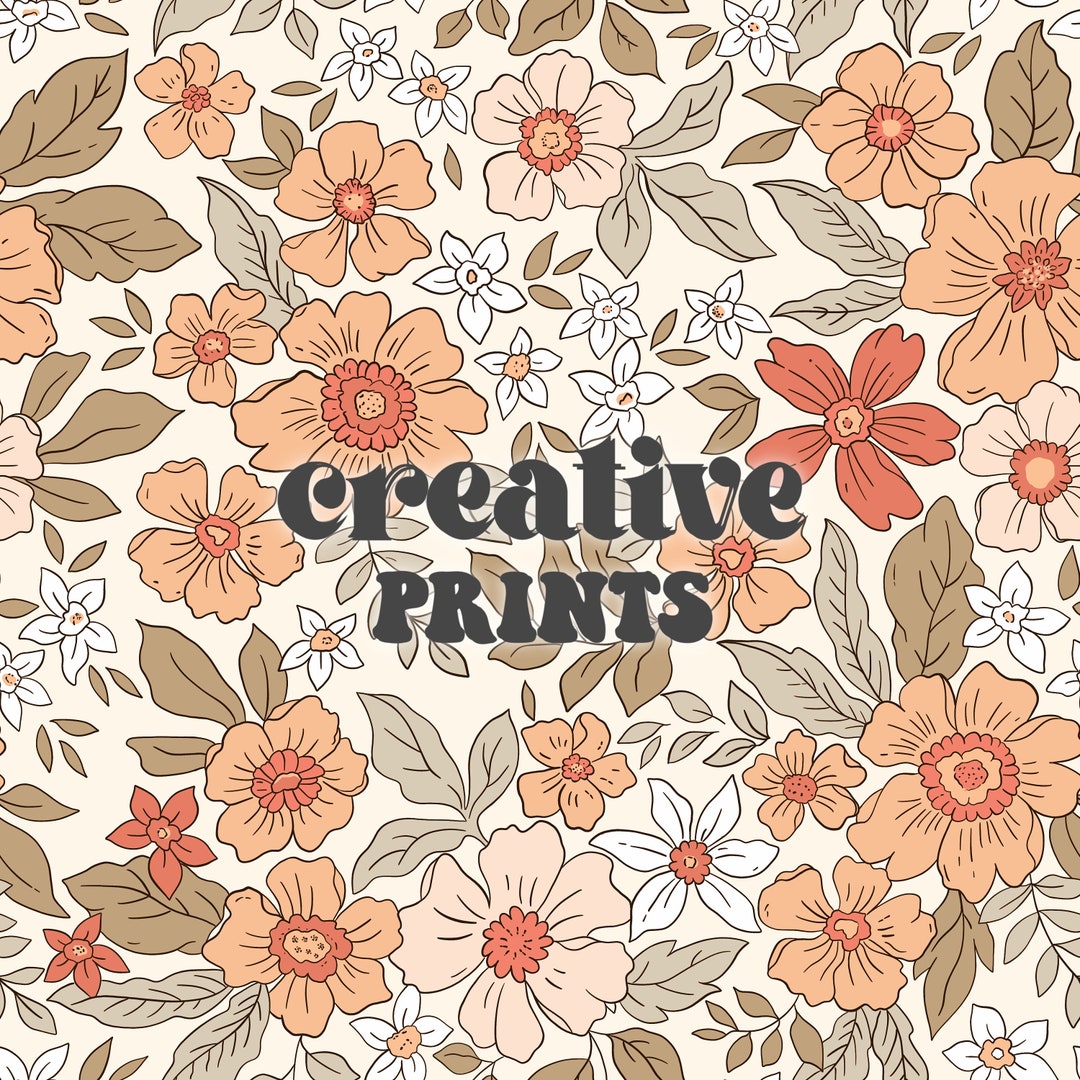 Neutral Floral Seamless Repeat Pattern Muted Boho Flowers for Fabric ...