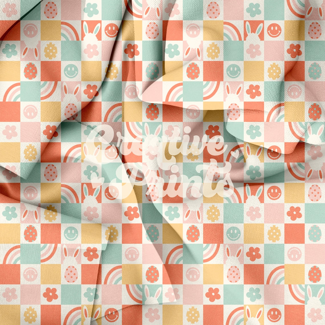 Retro Easter Checkerboard Seamless Repeating Pattern for Fabric ...