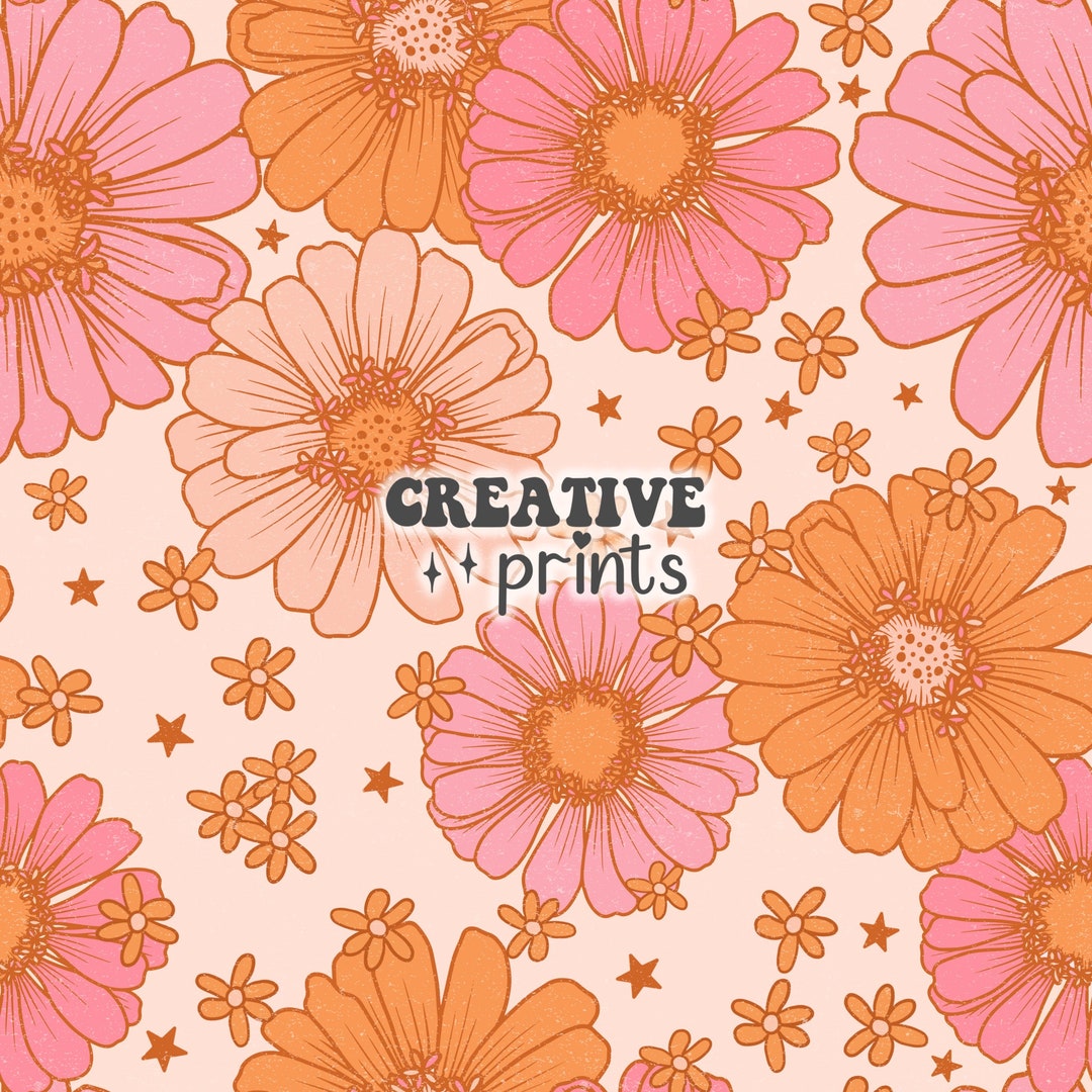 Boho Spring Floral Seamless Pattern, Retro Flowers Seamless Pattern for ...