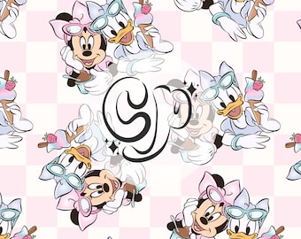 Summer Mouse Girls Seamless Pattern, Magical Summer Seamless file for fabric Sublimation, Summer Pattern, Magical Seamless file
