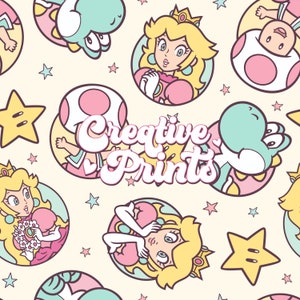 Princess seamless pattern, Peach seamless file, Seamless Repeat Pattern for fabric Sublimation