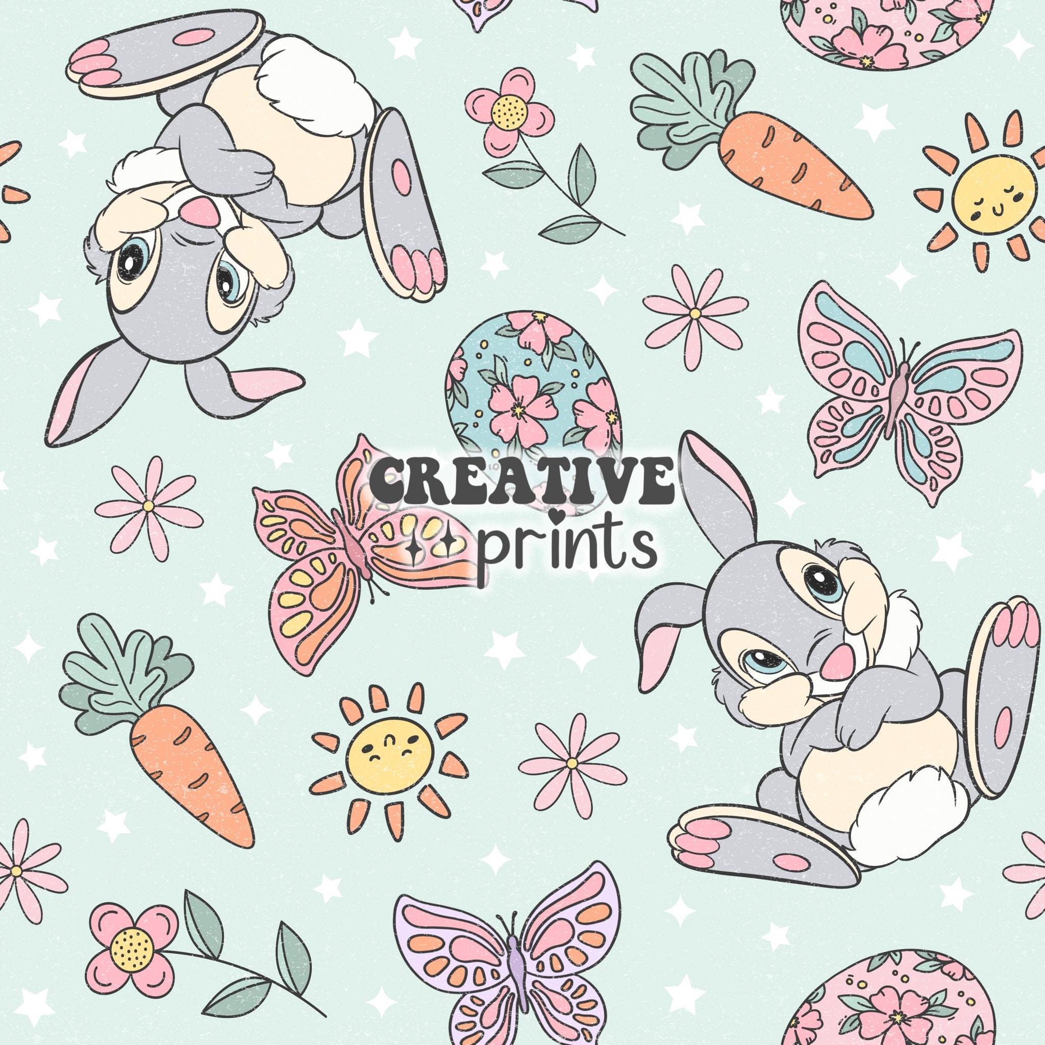 Spring Floral Bunny Seamless Pattern, Easter Cute Rabbit Seamless File ...