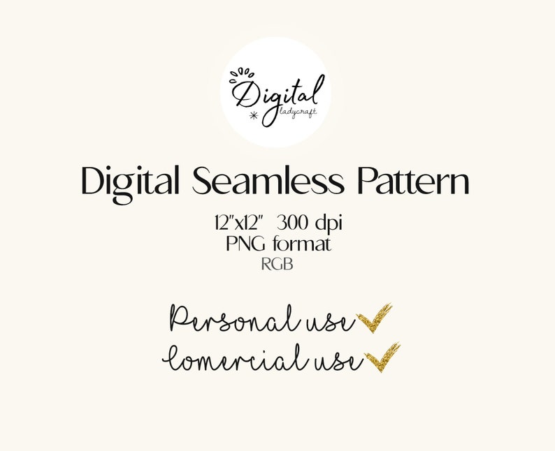 Puede incluir: Patr&oacute;n digital sin costuras en formato PNG, 12 pulgadas por 12 pulgadas, 300 dpi, modo de color RGB. El patr&oacute;n est&aacute; disponible para uso personal y comercial.