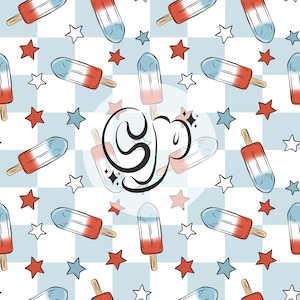 Fourth of July Popsicles digital seamless file, Patriotic seamless pattern, 4th of July seamless pattern for fabrics