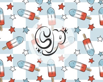 Fourth of July Popsicles digital seamless file, Patriotic seamless pattern, 4th of July seamless pattern for fabrics