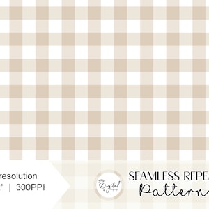 Gingham Seamless Pattern Boho Neutral for Commercial Use, Gingham Seamless Pattern, Seamless Repeat Pattern, Cottage