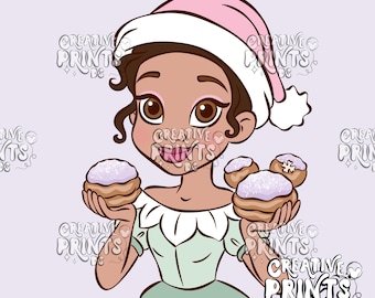 Magical Princess Christmas PNG, Fairytale Mouse Beignet Sublimation, Cute Holiday Theme Park Treat Shirt Graphic, DTF Digital Download