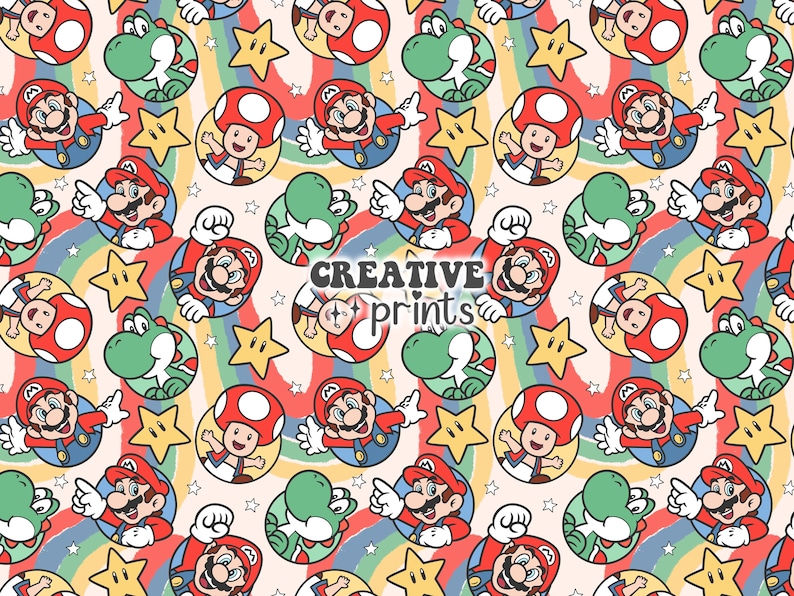 Mario Seem Less Pattern Cartoon Seamless Pattern for Boys, Video Game Seamless File, Seamless ...