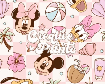 Summer Mouse and Friends Seamless Pattern, Summer Seamless file for fabric Sublimation, Summer Pattern, Magical Seamless file