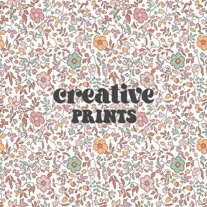 Little Flowers Seamless Repeat Pattern, fiori boho per la stampa su tessuto, File senza cuciture Little Flowers, Digital Pattern