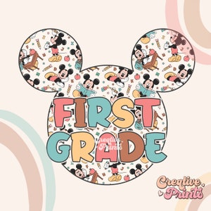 First grade Mouse ears PNG, Back To School Sublimation Design, 1st grade school png, School sublimation PNG