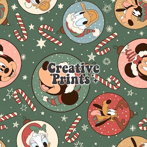Christmas Vintage Mouse Seamless Pattern, Christmas Ornaments Repeat Pattern, Seamless Pattern for Fabric Sublimation