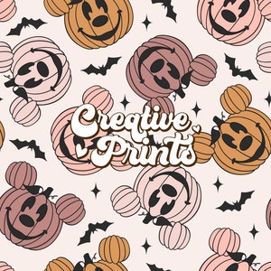 Mouse Pumpkins Seamless Pattern, Seamless Repeat Pattern for Fabric Sublimation, Seamless File, Halloween seamless file, Commercial use