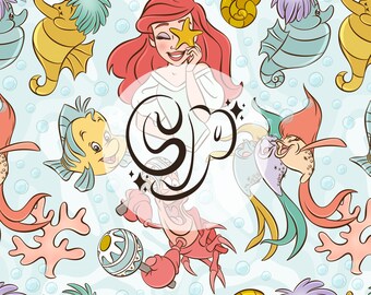 Summer Mermaid & Friends Seamless pattern, Seamless Repeat Pattern for Fabric Sublimation, Magical Summer Seamless File