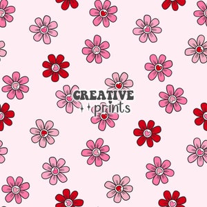 Valentine’s Day Floral seamless pattern, floral seamless file, Pink flowers fabric pattern