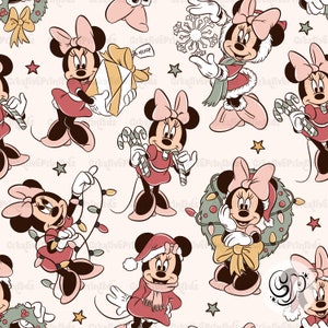 Christmas Mouse Girl Seamless file, Magical Christmas Seamless Pattern for fabrics