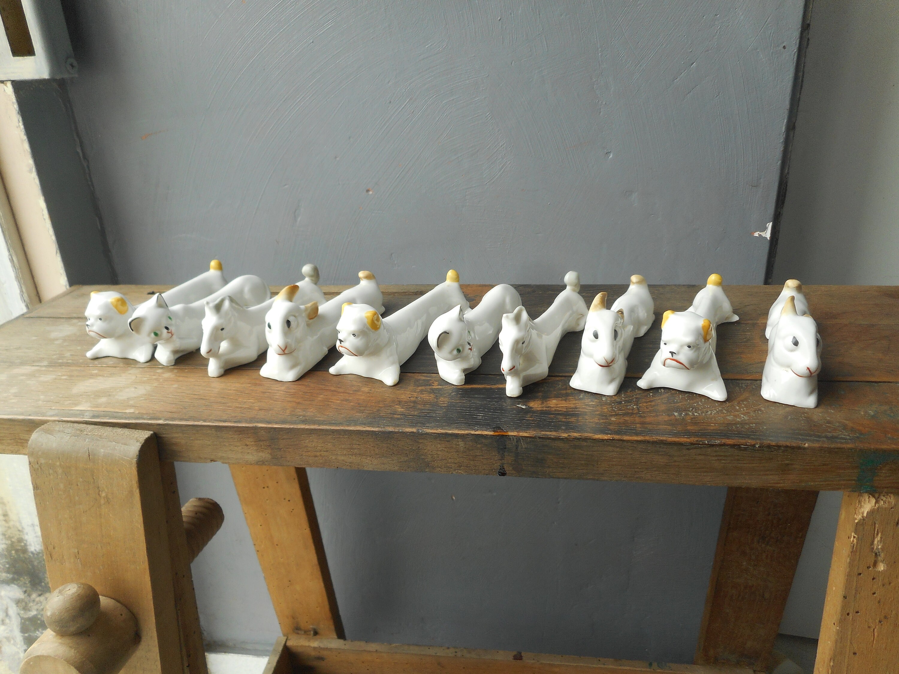 Lot de Porte-Couteaux Animaux en Porcelaine Art Déco 1920 Germany Pfeffer Gotha