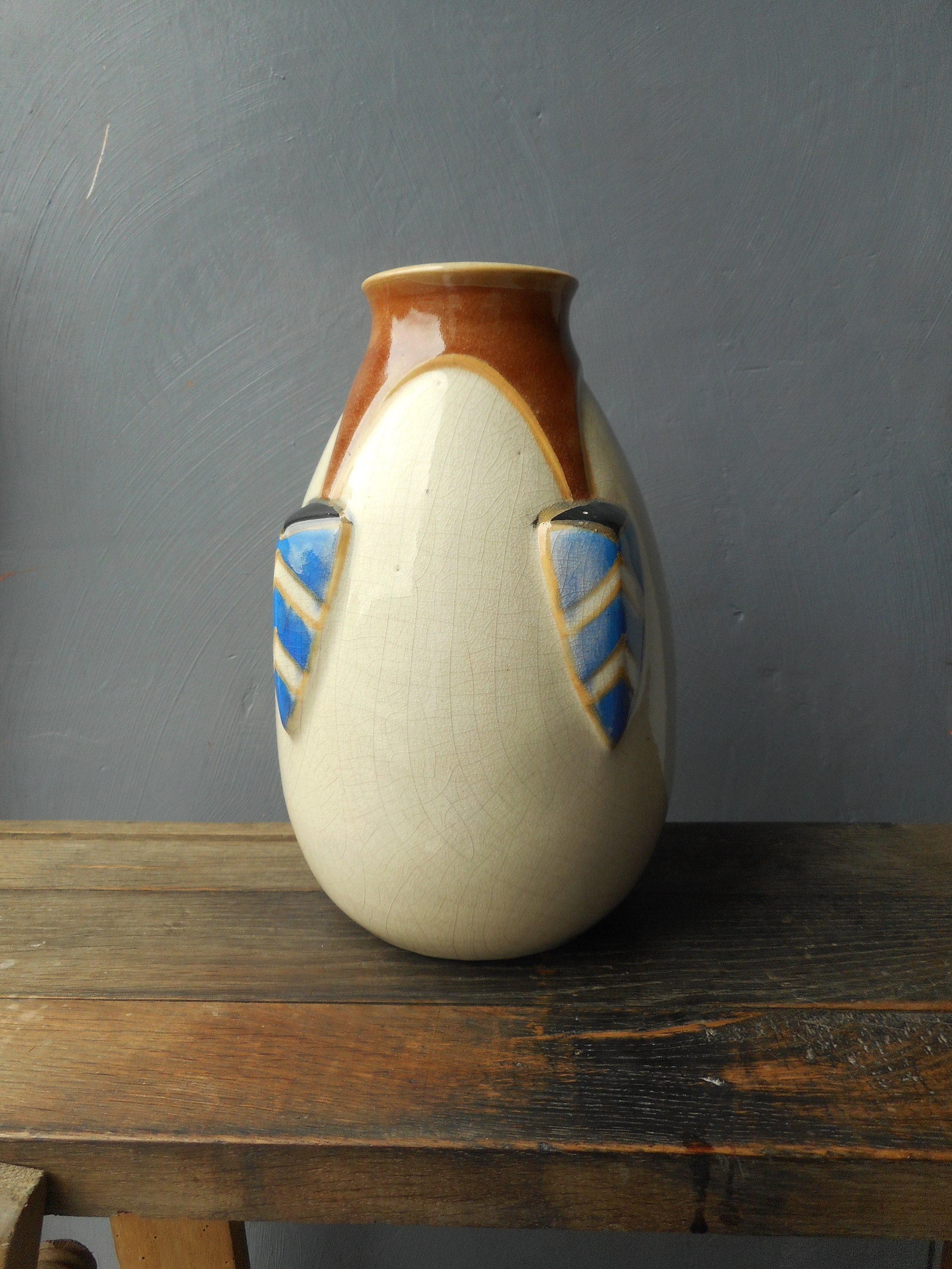 Vase Art Déco Céramique Craquelée Belge Amc Belgium 1930