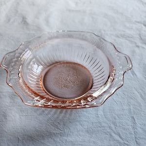 Mayfair Open Rose Pattern Pink Depression Glass Small Round Vegetable Bowl / Butter Dish With Closed Handles By Anchor Hocking Glass