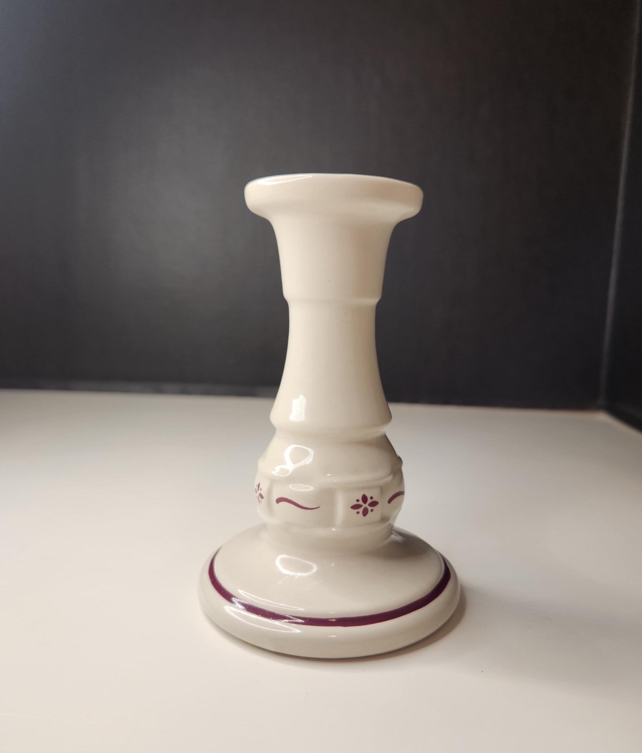 Longaberger Pottery Woven Traditions Red Candlestick Holder