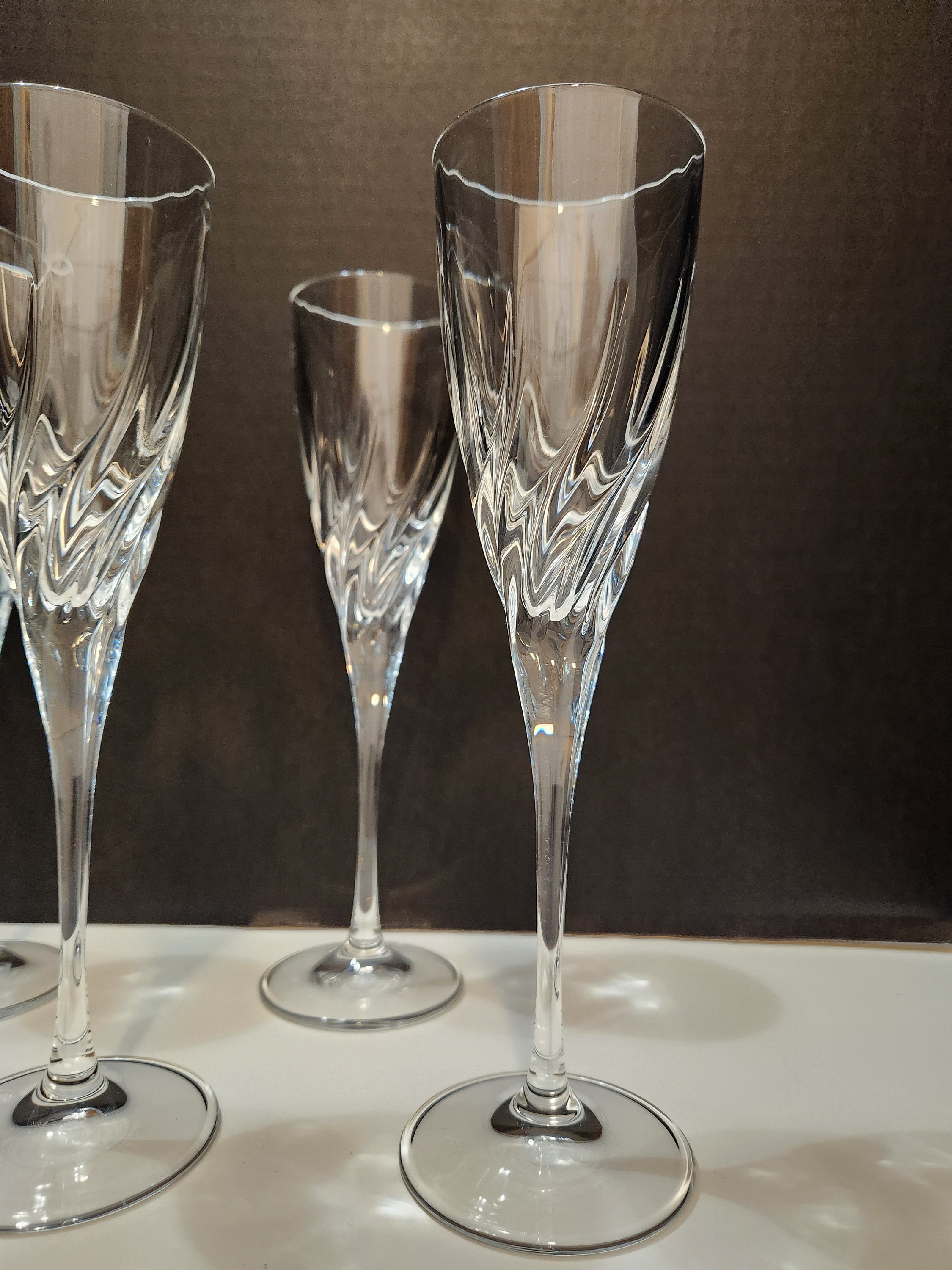 非売品deviseworks IGT cristal glass plate Royal Doulton Elegance Pattern Crystal Champagne Flutes Set