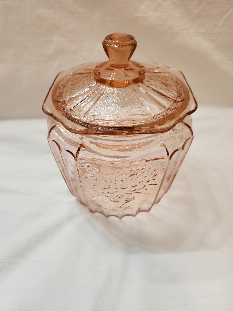 Mayfair Open Rose Pink Depression Glass Cookie Jar / Biscuit Etsy