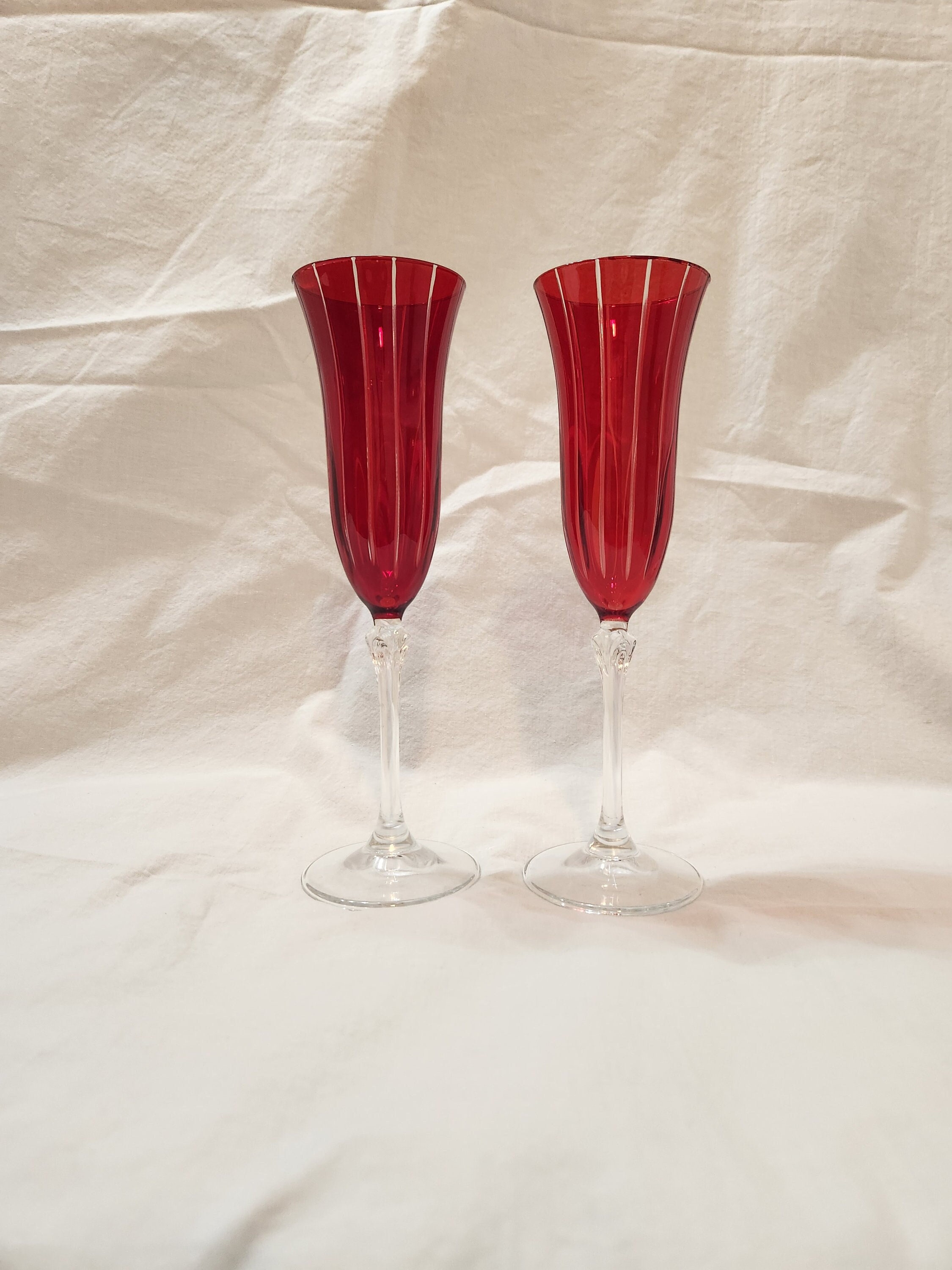 Sea Mist Clear by Mikasa Set of 2 Champagne Flutes - Ruby Lane