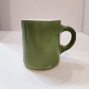 Vintage Avocado Green Milk Glass Coffee Mug