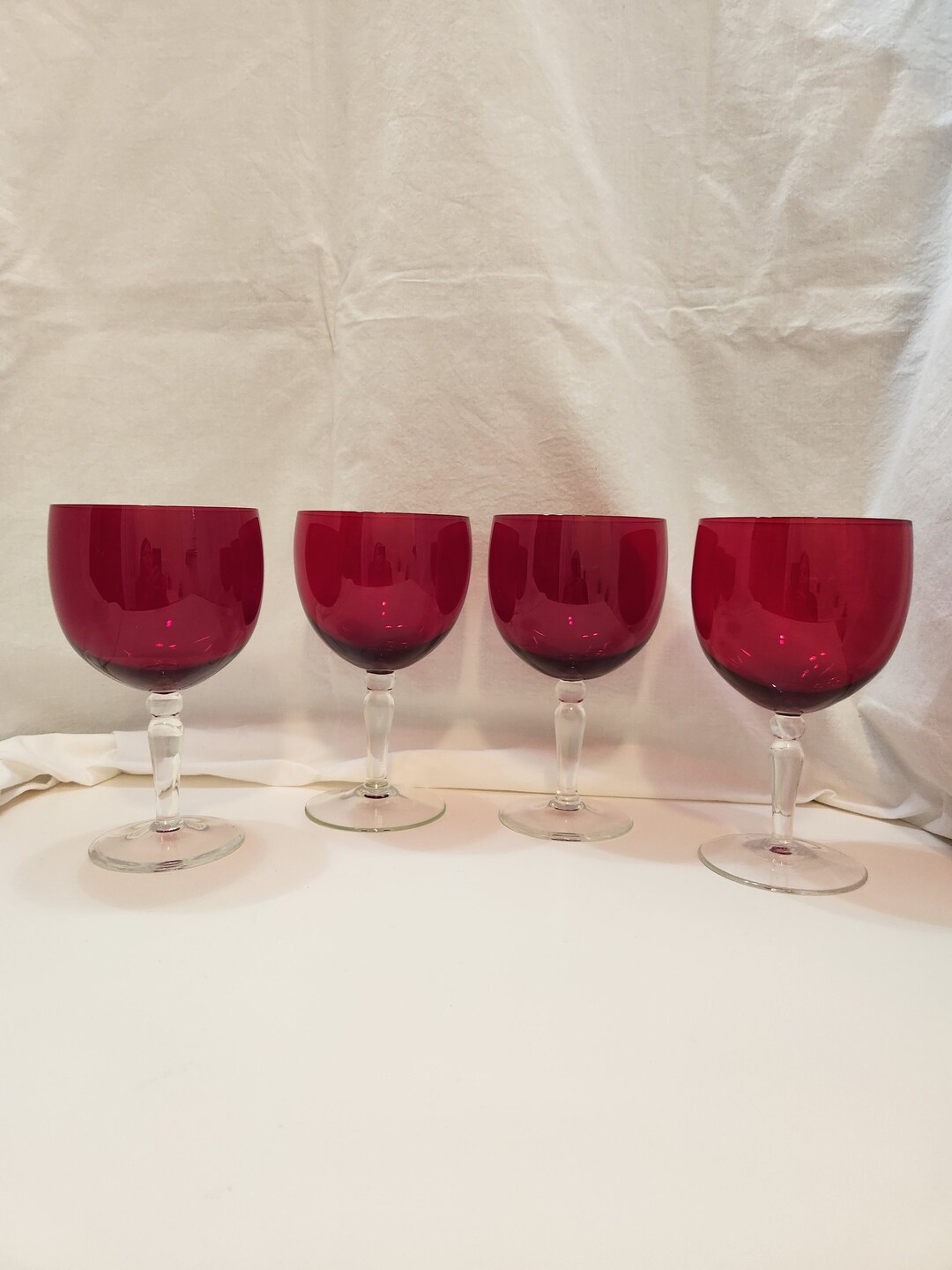 Crystal Stemware Ruby Red Bowl With Clear Stem & Foot, 16 Oz.wine