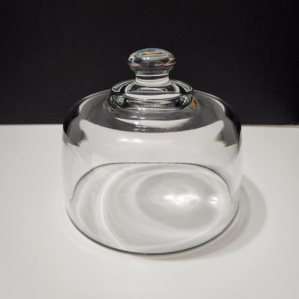 Replacement Small Clear Glass Dome Cover With Knob Handle, Cheese & Cracker Cover, Cloche