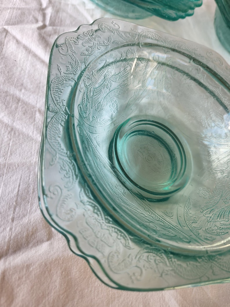 Madrid Recollection Set of 8 Teal Glass Soup Bowls by Indiana Etsy