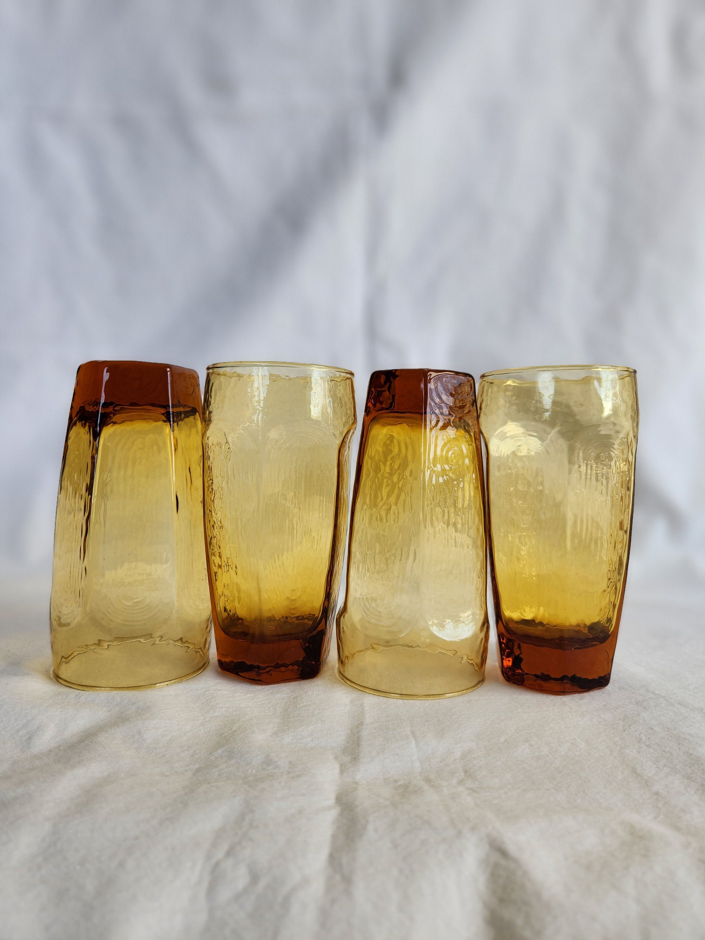Vintage Amber Drinking Glasses Set of 4 Libby Chivalry Gold - Etsy