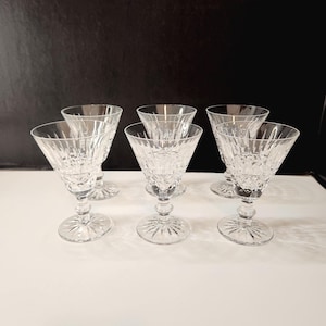 Waterford Crystal Tramore Cut Water Goblets / Claret Wine Glasses Set Of 6
