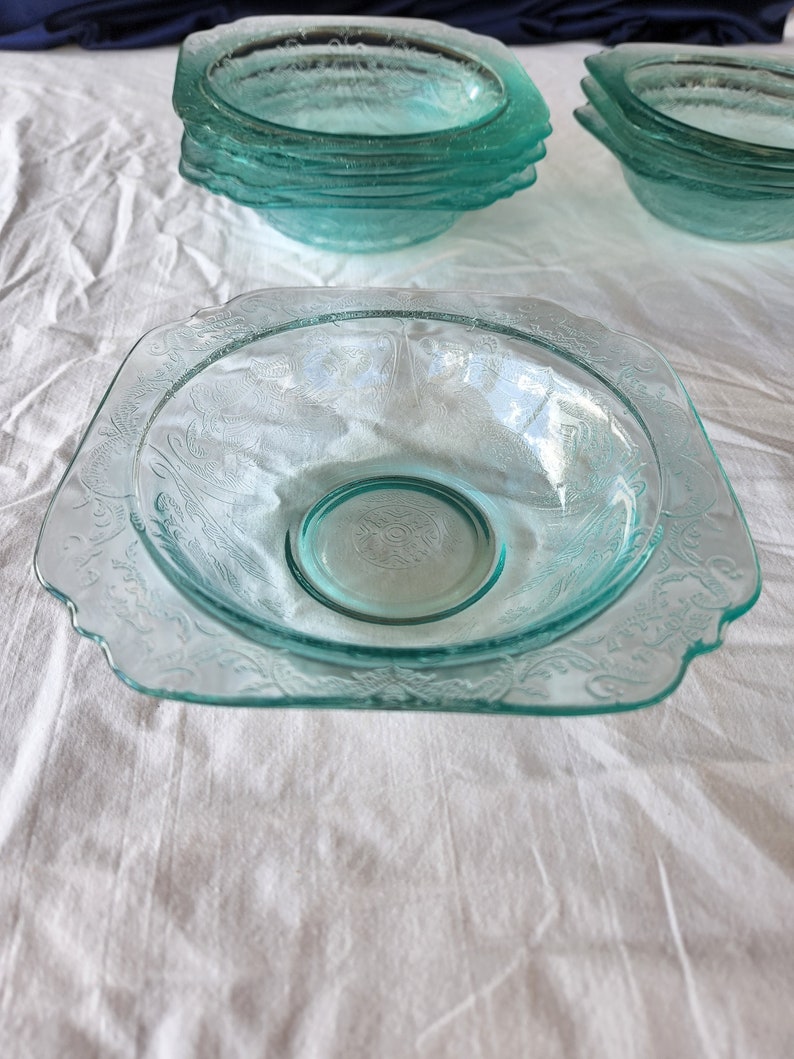 Madrid Recollection Set of 8 Teal Glass Soup Bowls by Indiana - Etsy