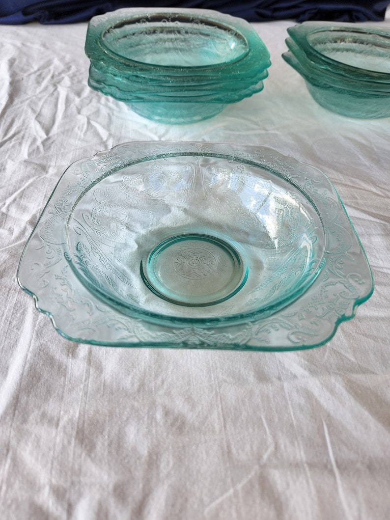 Madrid Recollection Set of 8 Teal Glass Soup Bowls by Indiana Etsy