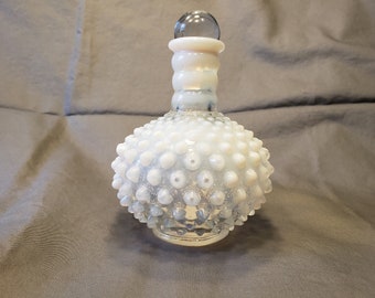 French Opalescent Hobnail Perfume/ Cologne Bottle with Stopper by Fenton for Wrisley