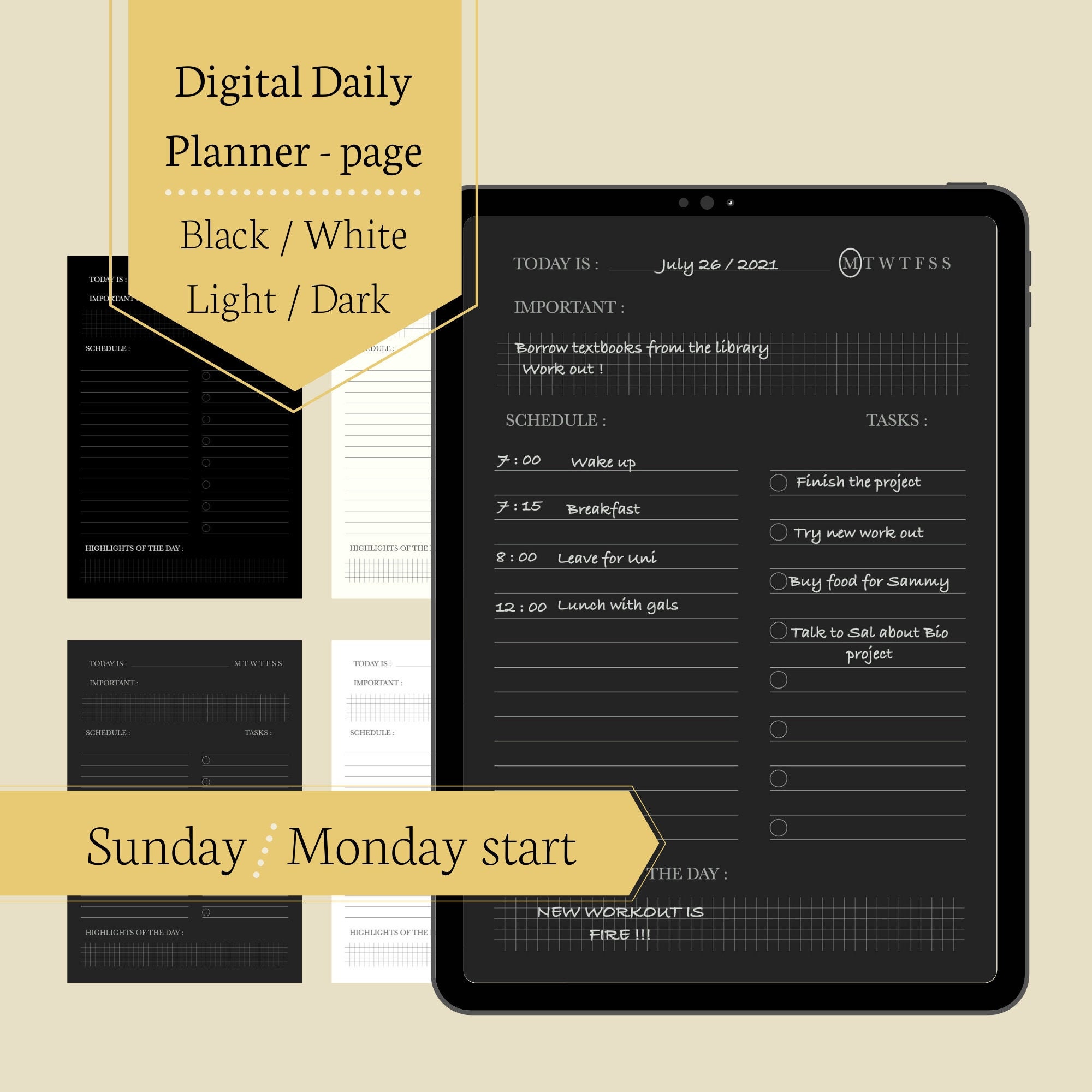 Digital Daily Planner Page iPad planner Goodnotes or other Etsy