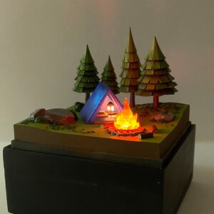 Campsite Night Light STL File Digital Download 3D Printer (Read description for lighting kit)