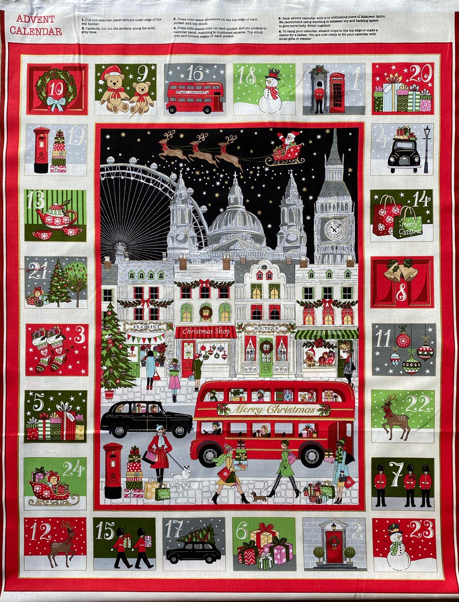 Makower London Advent Calendar Panel TO MAKE/SEW Etsy UK