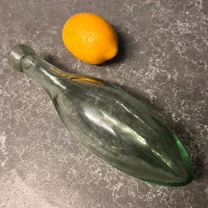 Antique Hand Blown Blob-Top Glass Torpedo Bottle, Soda Bottle, Beachcombing, Seafoam, Coastal Decor, Antique Display, Movie Film Set