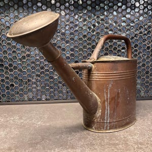 Large Long Spout Copper Watering Can, Gardening, Florist, Gardener, Copper Decor, Turkish, Greenhouse, 1950s, Mid Century Modern