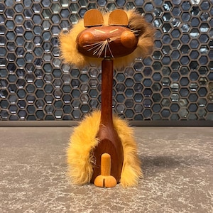 Deense teak kattenflesopener, modern halverwege de eeuw, jaren 1970, barwagen, bar, lounge, speakeasy, keukendecor, funky, kitsch, kattenliefhebber