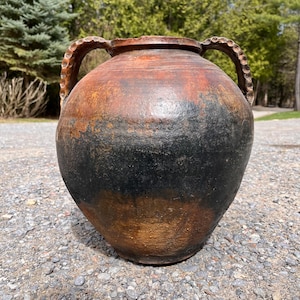 Primitive European Pottery Vessel, Wabi Sabi Style, Earthenware, Rustic Farmhouse, Ceramic Decor, Vase, Kitchen Decor, Flower Arrangement