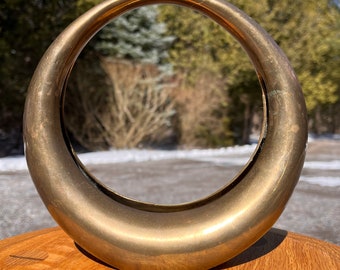 Brass Circular Ikebana Vase Planter, Brass Decor