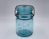 1920 39 s 39 Ideal 39 Ball Glass Mason Jar w Original Glass Lid Wire Bail (Pint Sized)