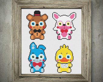 FNAF 1 Animatronics Cute Cross Stitch Pattern PDF Digital -  Denmark