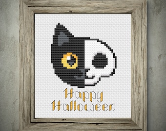 Happy Halloween Cat - Cross Stitch Pattern (PDF Digital Download)